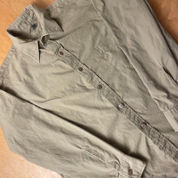 Vintage Post WWII USN Medium Solid Beige Long Sleeve Full Button Collared Shirt - Picture 4 of 11